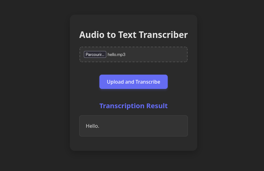 Audio Transcribe project screenshot